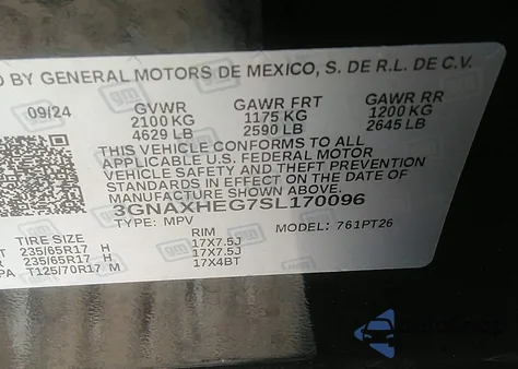 2025 Chevrolet Equinox Fwd Lt z USA, uszkodzony, nr VIN 3GNAXHEG7SL170096